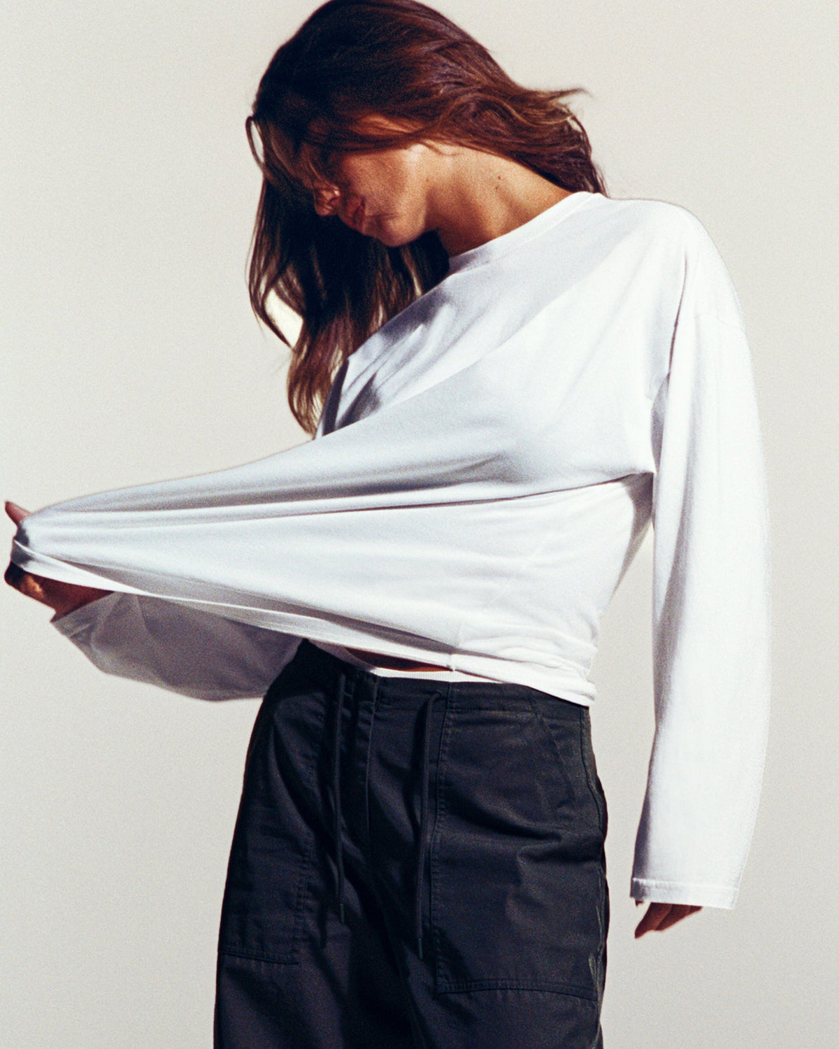 Oner Active Oversized Cotton Long Sleeve Top | White