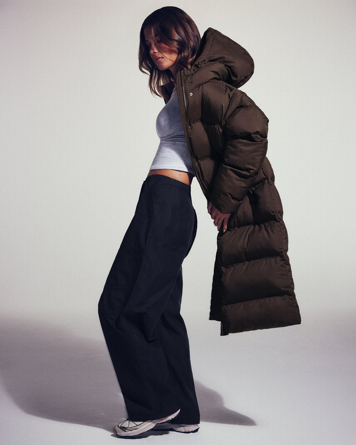 Oner Active Oversized Longline Puffer Jacket | 70% Cocoa