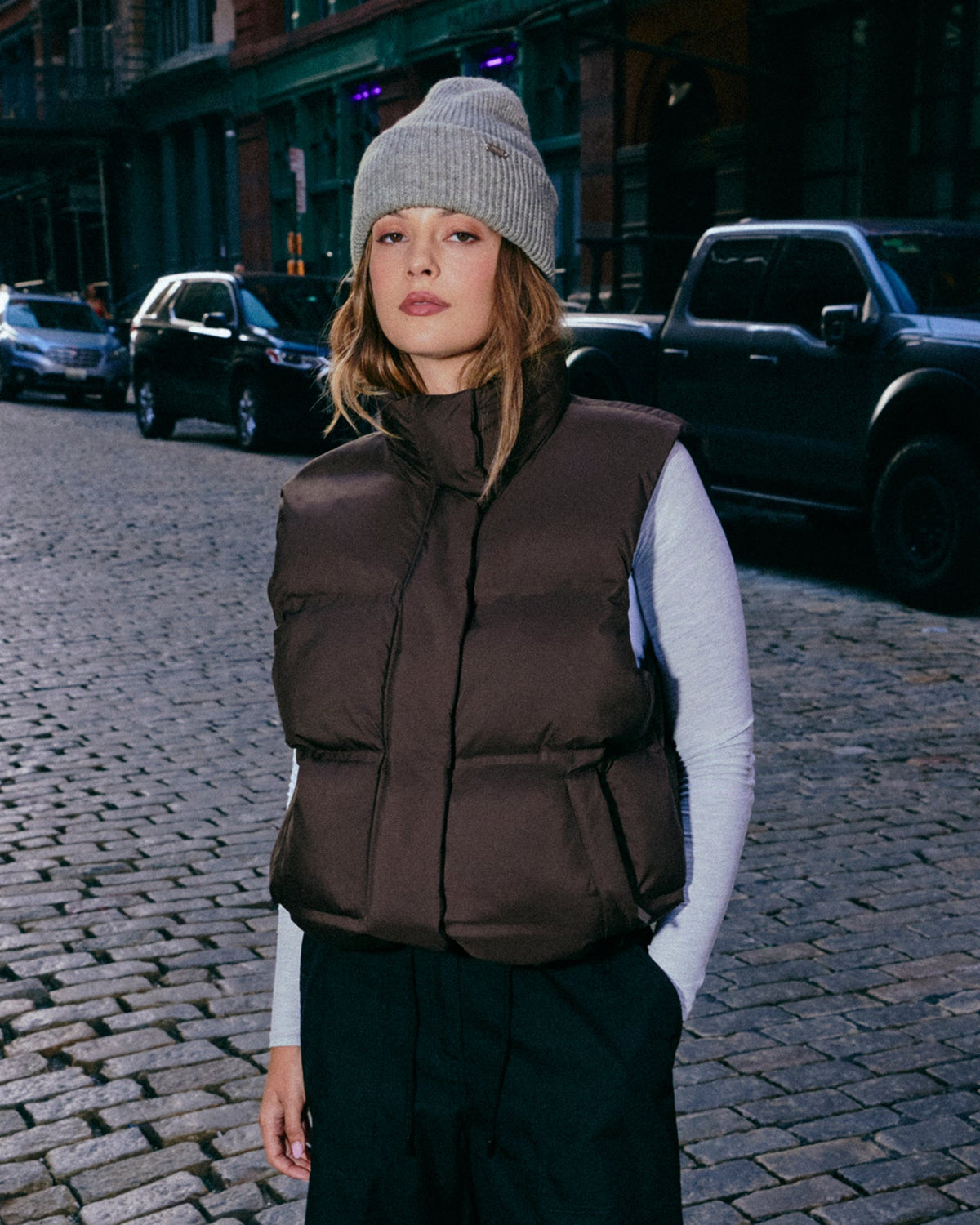 Oner Active Oversized Puffer Vest | 70% Cocoa