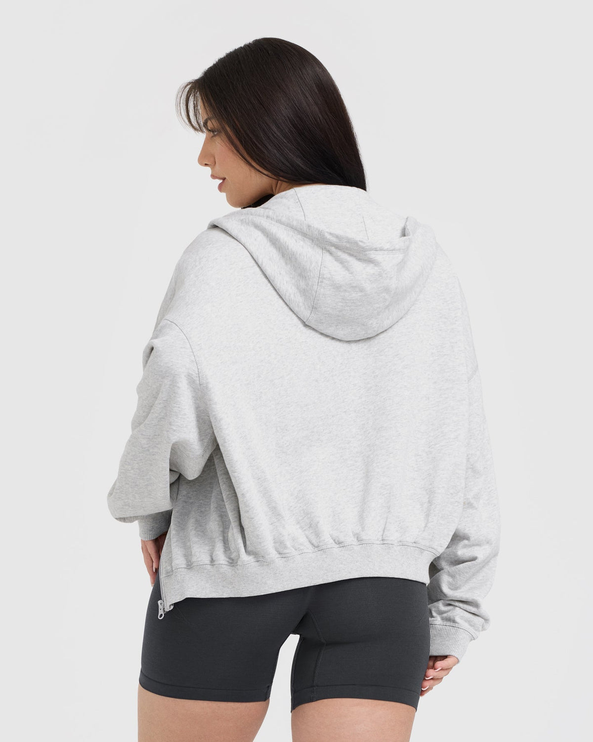 Oner Active Raw Lounge Oversized Zip Hoodie | Light Gray Marl
