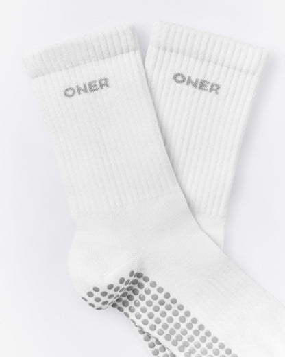 Oner Active Pilates Grip Crew Socks 1 Pack | White