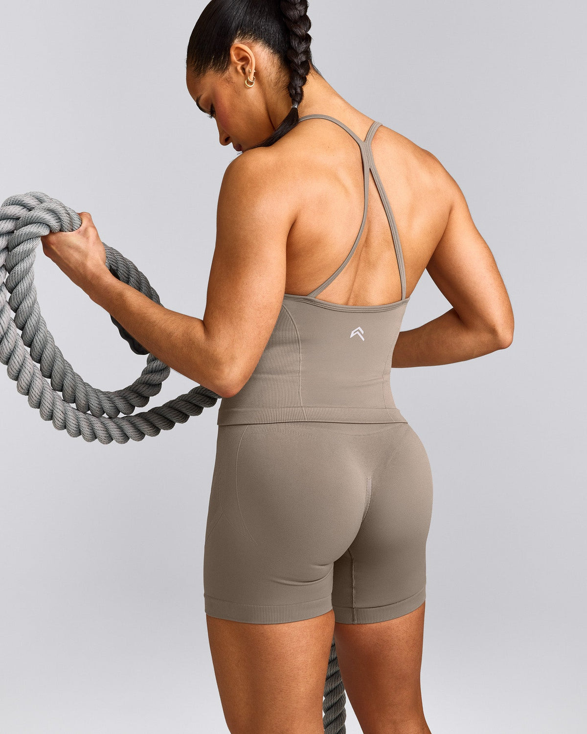Oner Active EnhanceLift™ Seamless Strappy Racer Tank Top with Built in Bra Shelf | Warm Minky