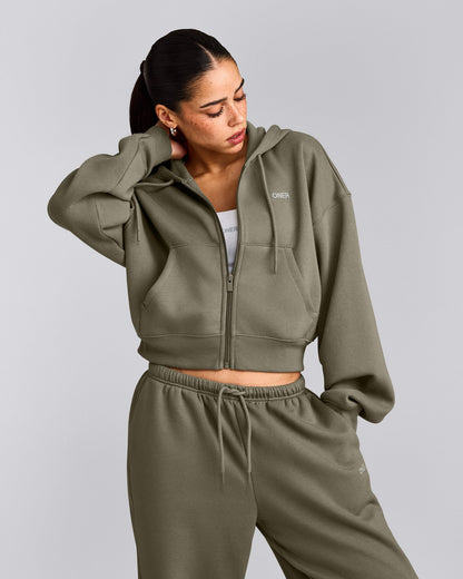 Oner Active Foundations All Season Cropped Zip Up Hoodie | Alpine Green