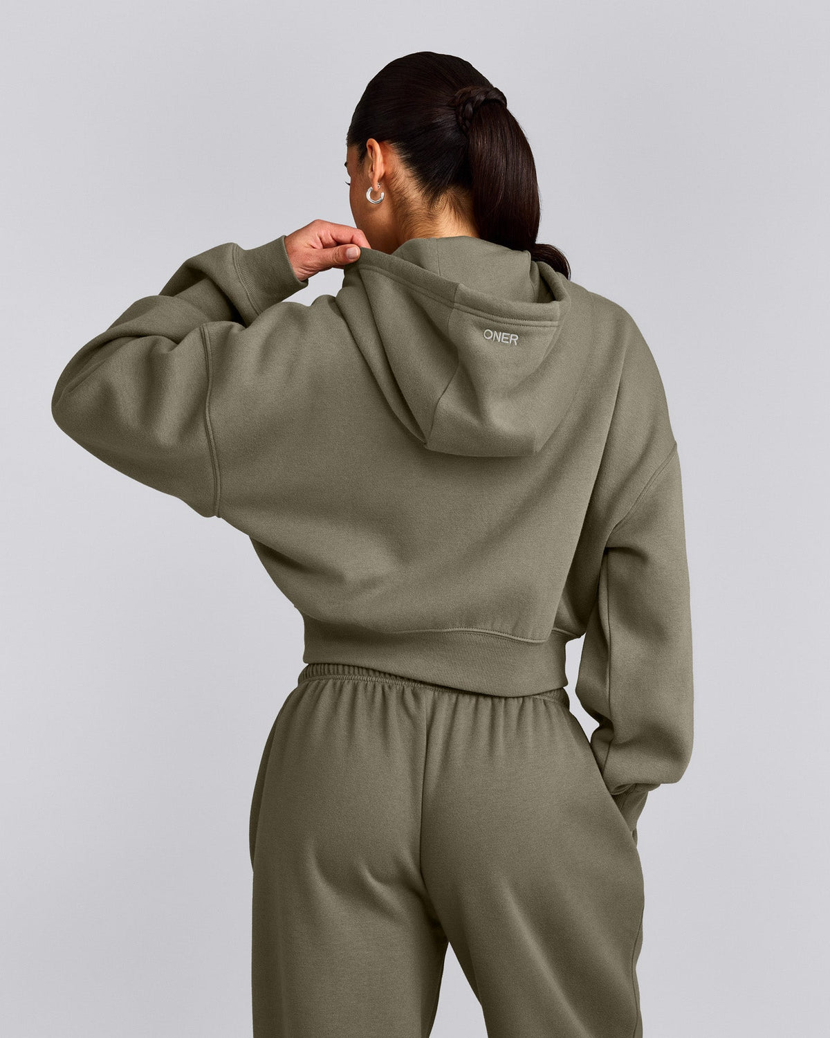 Oner Active Foundations All Season Cropped Zip Up Hoodie | Alpine Green