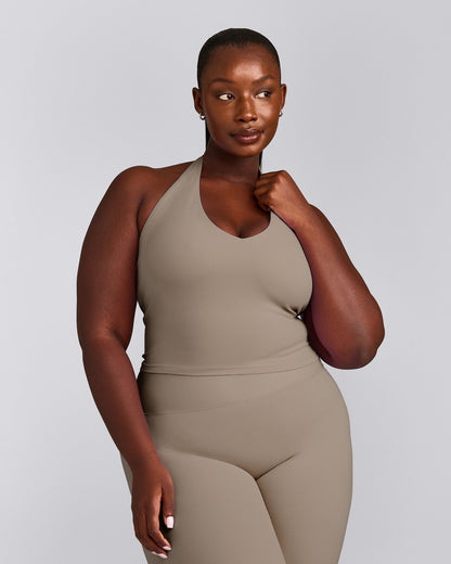 Oner Active SoftMotion™ Halter Neck Mid Tank Top with Built in Bra Shelf | Minky