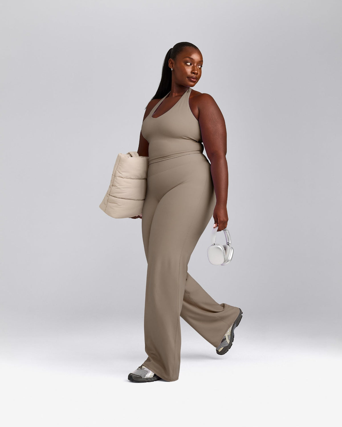 Oner Active SoftMotion™ Halter Neck Mid Tank Top with Built in Bra Shelf | Minky