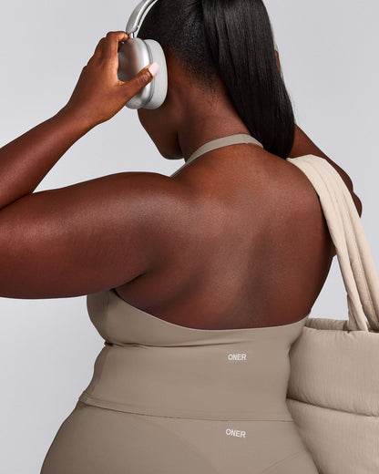 Oner Active SoftMotion™ Halter Neck Mid Tank Top with Built in Bra Shelf | Minky