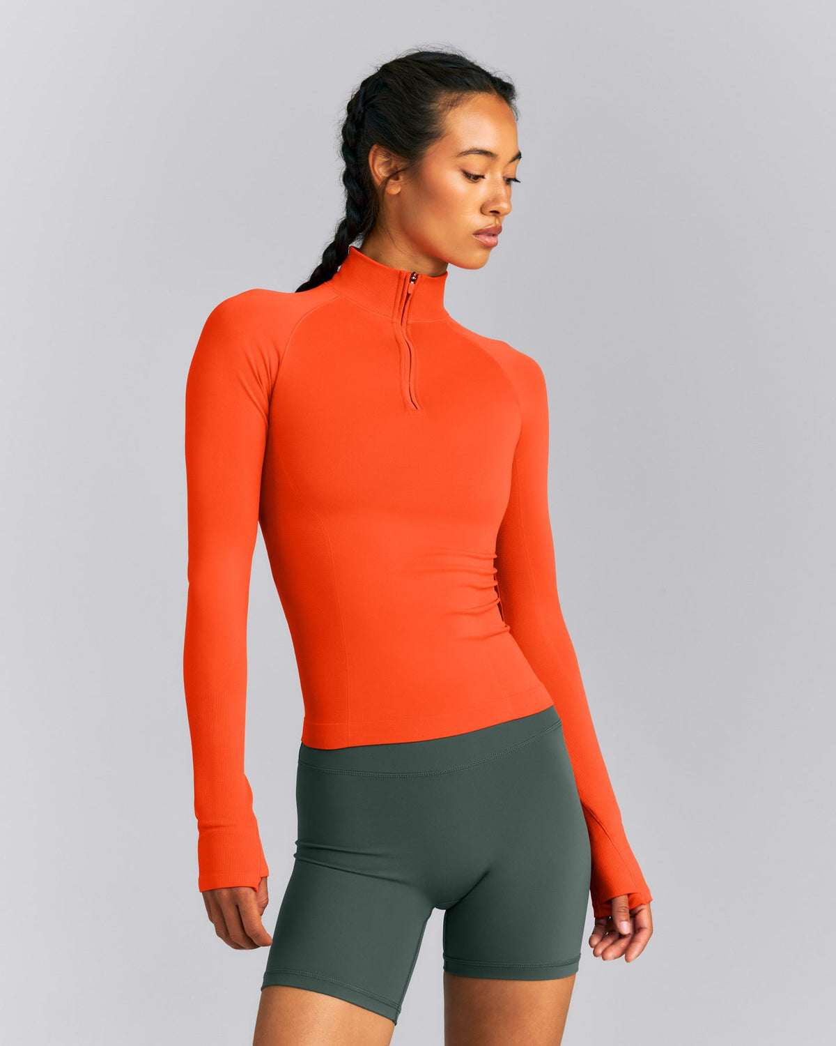Oner Active Oner Seamless Mid Weight Fitted 1/2 Zip Long Sleeve Top | Energy Orange