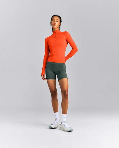 Oner Active Oner Seamless Mid Weight Fitted 1/2 Zip Long Sleeve Top | Energy Orange