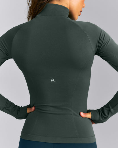 Oner Active Oner Seamless Mid Weight Fitted 1/2 Zip Long Sleeve Top | Shadow Green