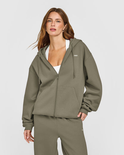 Oner Active Foundations Zip Up Hoodie | Alpine Green