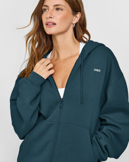 Oner Active Foundations Zip Up Hoodie | Oil Blue
